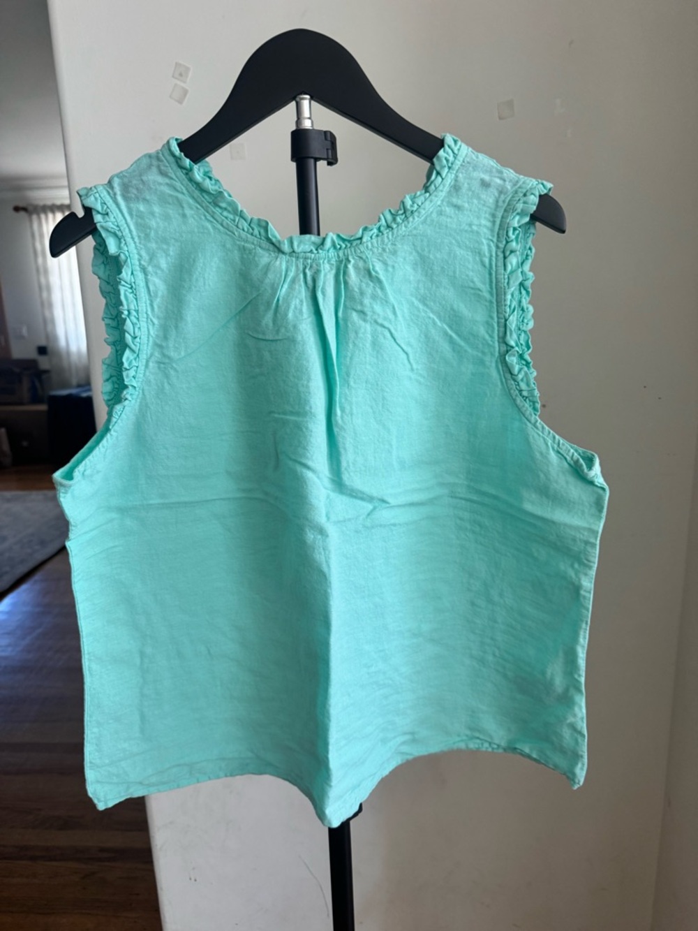 J. Crew Mint Sleeveless Ruffle-Trim Tank
